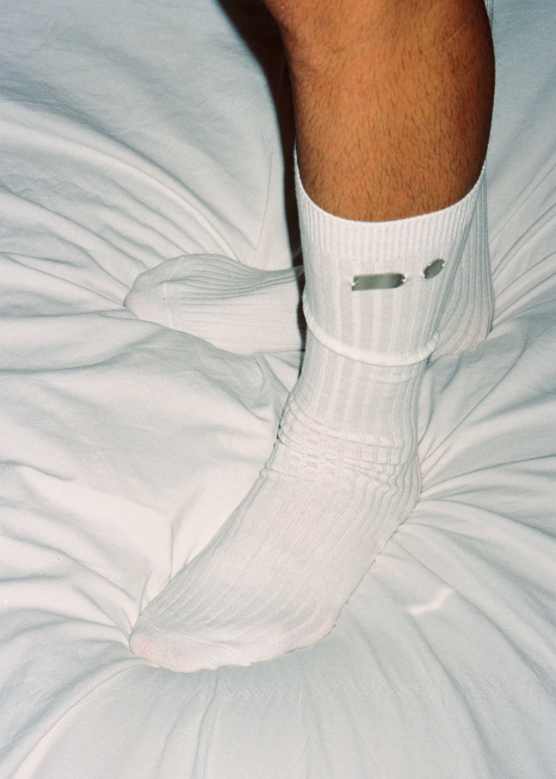 White Basic Rib Socks