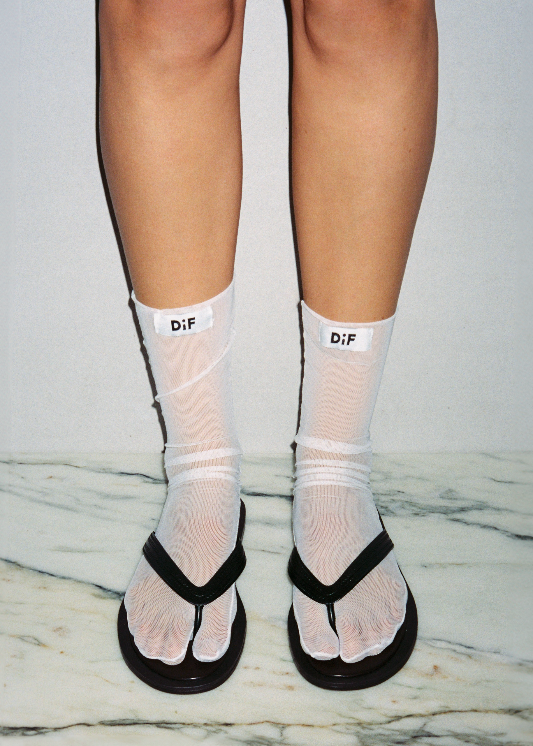 White Tabi Mesh Tights